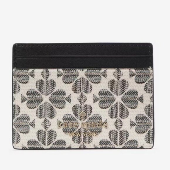 Kate Spade Flower Small Slim Card Holder Black Multi - NWT - Picture 1 of 6
